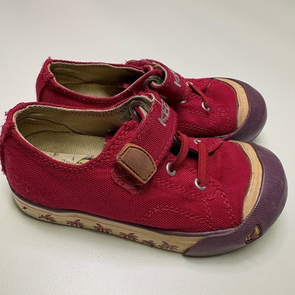2/$20 Keen Toddler Girls 8 Red Purple Ventura Velcro Sneaker Palm Trees Canvas - Picture 4 of 9